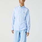 LACOSTE MEN’S REGULAR FIT PREMIUM COTTON SHIRT OPEN BLUE