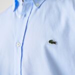 LACOSTE MEN’S REGULAR FIT PREMIUM COTTON SHIRT OPEN BLUE - Image 3
