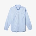 LACOSTE MEN’S REGULAR FIT PREMIUM COTTON SHIRT OPEN BLUE - Image 4