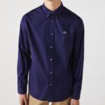 LACOSTE MEN’S REGULAR FIT LONG SLEEVE SHIRT BLUE MARINE