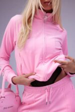 JUICY COUTURE VELOUR DIAMANTE TRACKTOP BEGONIA PINK - Image 2