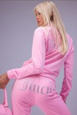 JUICY COUTURE VELOUR DIAMANTE TRACKTOP BEGONIA PINK - Image 5