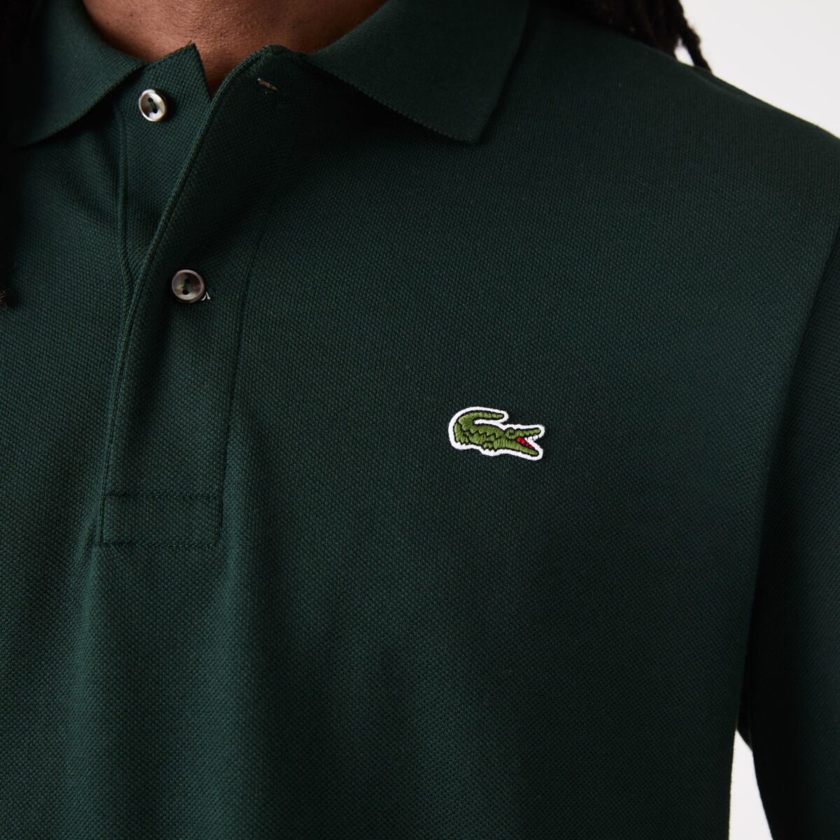 LACOSTE LONG-SLEEVES L1312 POLO GREEN - Image 3
