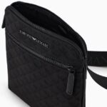 EMPORIO ARMANI MEN FLAT NYLON SHOULDER BAG WITH ALL OVER JACQUARD EAGLE BLACK - Image 5