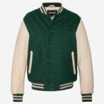 SCHOTT MEN TEDDY JACKET COWIDE LEATHER GREEN/BEIGE