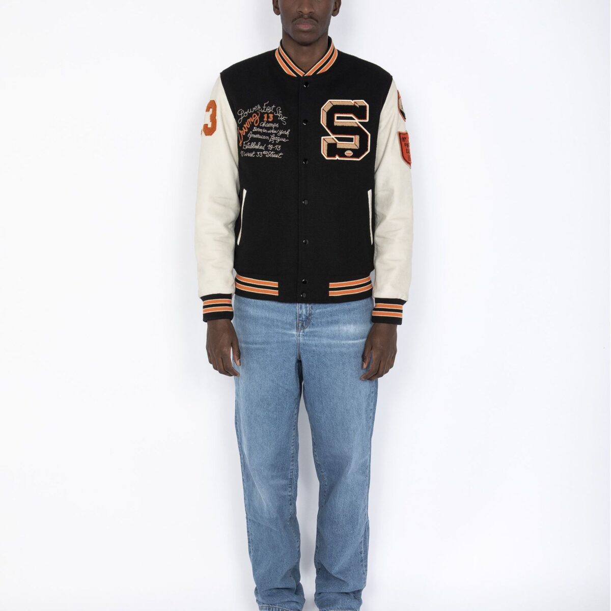 SCHOTT MEN TEDDY JACKET OXIDIZED COWHIDE LEATER BLACK/ OFF WHITE - Image 2