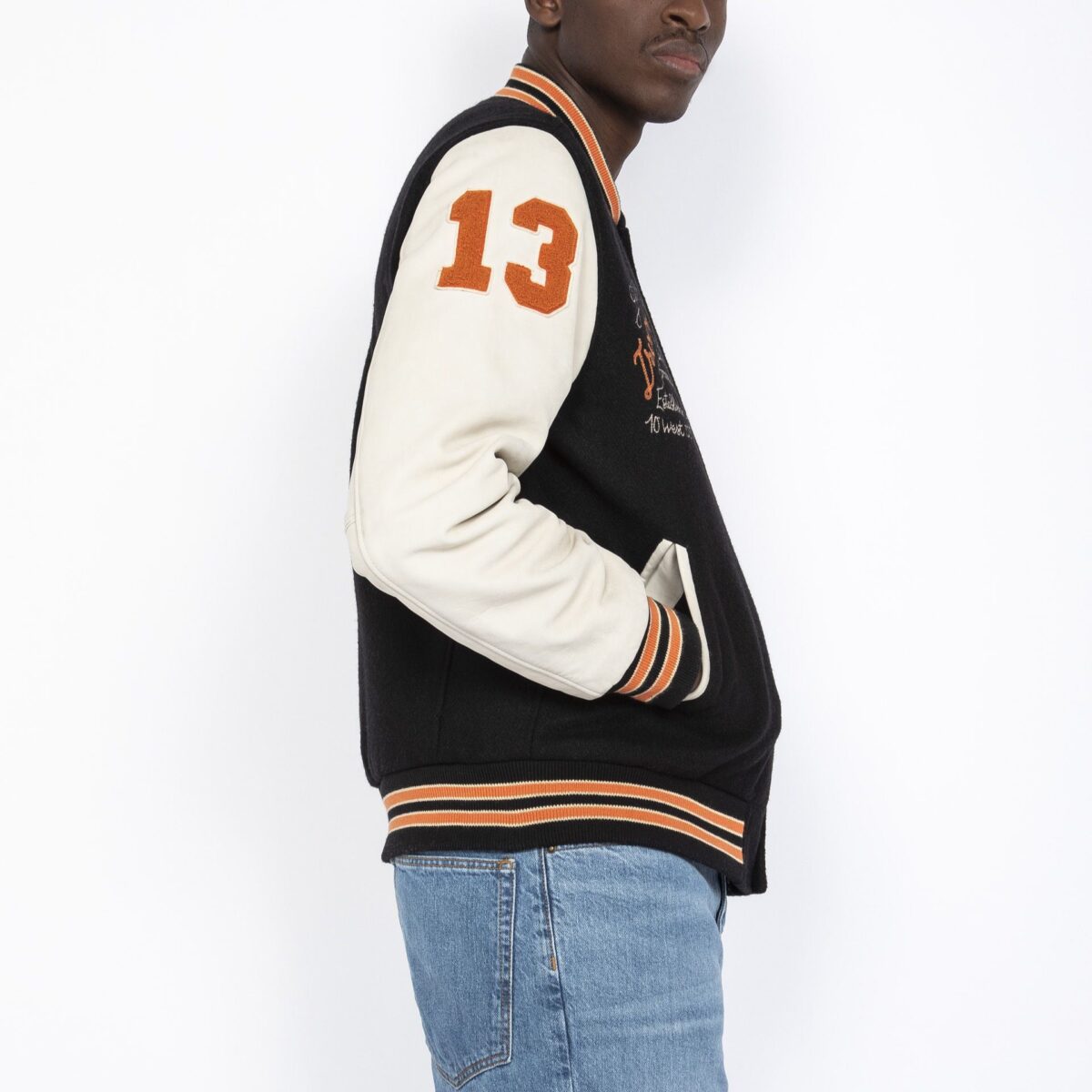 SCHOTT MEN TEDDY JACKET OXIDIZED COWHIDE LEATER BLACK/ OFF WHITE - Image 4