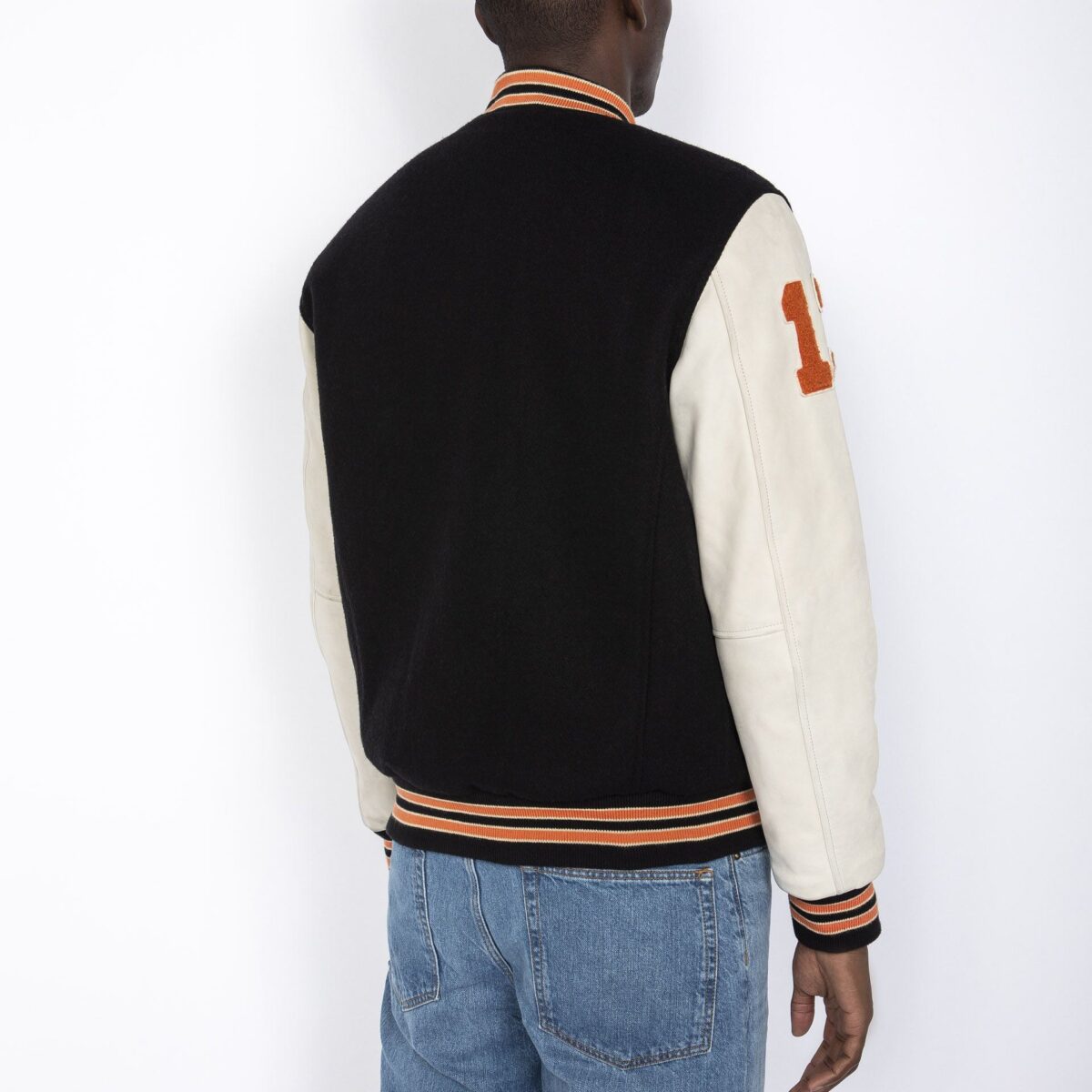 SCHOTT MEN TEDDY JACKET OXIDIZED COWHIDE LEATER BLACK/ OFF WHITE - Image 5