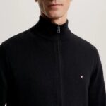 TOMMY HILFIGER MEN PIMA ORGANIC COTTON CASHMERE ZIP THRU CARDIGAN BLACK - Image 3