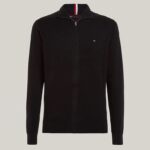 TOMMY HILFIGER MEN PIMA ORGANIC COTTON CASHMERE ZIP THRU CARDIGAN BLACK - Image 5