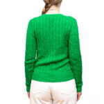 POLO RALPH LAUREN WOMAN CABLE-KNIT COTTON V-NECK JUMPER PREPPY GREEN - Image 3