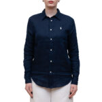POLO RALPH LAUREN WOMAN LINNEN SHIRT NEWPORT NAVY