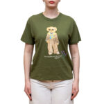 POLO RALPH LAUREN WOMAN POLO BEAR COTTON JERSEY T-SHIRT GARDEN TRAIL