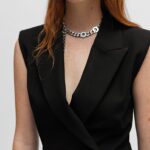 HUGO WOMAN KAMILIAS SLIM-FIT TAILORED DRESS WITH LAPELS AND LOGO PATCH BLACK - Image 2