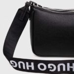 HUGO WOMAN BELL MULTI CROSS FAUX-LEATHER BAG WITH LOGO LETTERING BLACK - Image 3