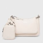 HUGO WOMAN BELL MULTI CROSS FAUX-LEATHER BAG WITH LOGO LETTERING WHITE