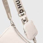 HUGO WOMAN BELL MULTI CROSS FAUX-LEATHER BAG WITH LOGO LETTERING WHITE - Image 3