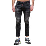DSQUARED2 MEN SPOTTED WASH TIDY BIKER JEANS BLACK