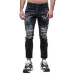 DSQUARED2 MEN DIAMOND & STUDS WASH SKATER JEANS BLACK