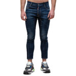 DSQUARED2 MEN DARK CLEAN WASH TIDY BIKER JEANS BLUE