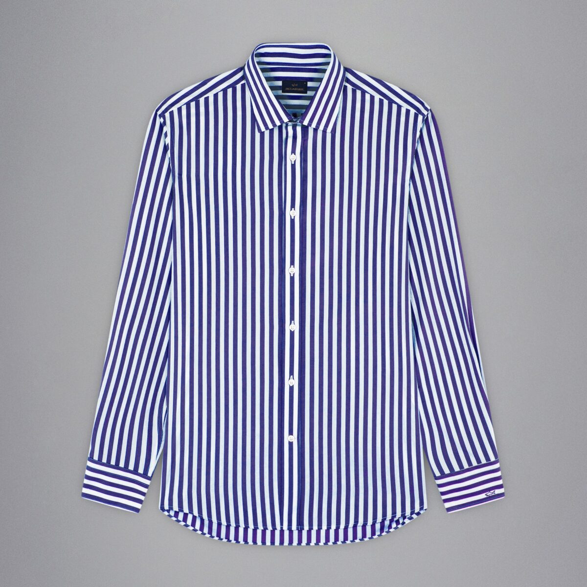 PAUL&SHARK MEN SOFT TOUCH COTTON SHIRT WHITE BLUE STRIPE - Image 5
