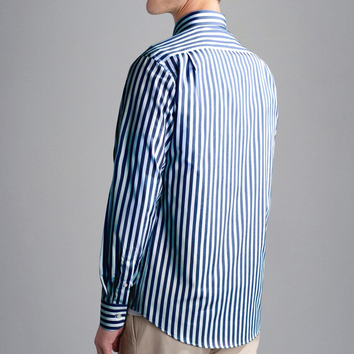 PAUL&SHARK MEN SOFT TOUCH COTTON SHIRT WHITE BLUE STRIPE - Image 4