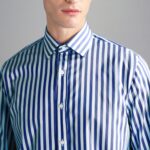 PAUL&SHARK MEN SOFT TOUCH COTTON SHIRT WHITE BLUE STRIPE - Image 3