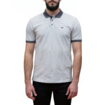 EMPORIO ARMANI MEN MERCERISED PIQUÉ POLO SHIRT WITH MICRO EAGLE EMBROIDERY WHITE GRAY