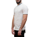 EMPORIO ARMANI MEN MERCERISED PIQUÉ POLO SHIRT WITH ZIP BOMBER JACKET COLLAR AND MICRO EAGLE EMBROIDERY WHITE - Image 2