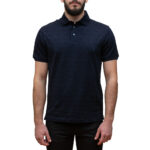 EMPORIO ARMANI MEN  JERSEY POLO SHIRT WITH ALL-OVER JACQUARD LETTERING NAVY BLUE
