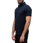 EMPORIO ARMANI MEN  JERSEY POLO SHIRT WITH ALL-OVER JACQUARD LETTERING NAVY BLUE - Image 3