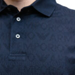 EMPORIO ARMANI MEN  JERSEY POLO SHIRT WITH ALL-OVER JACQUARD LETTERING NAVY BLUE - Image 2