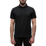 EMPORIO ARMANI MEN  JERSEY POLO SHIRT WITH ALL-OVER JACQUARD LETTERING BLACK