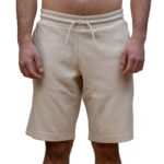EMPORIO ARMANI MEN ORGANIC COTTON-BLEND LOGO SERIES BERMUDA SHORTS BEIGE