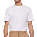 BOSS MEN COTTON THOMPSON 01 JERSEY SHORT SLEEVE T-SHIRT WHITE