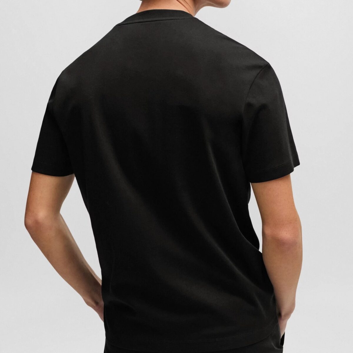 HUGO MEN INTERLOCK-COTTON REGULAR-FIT T-SHIRT DALILE WITH STACKED LOGO BLACK - Image 3
