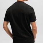 HUGO MEN INTERLOCK-COTTON REGULAR-FIT T-SHIRT DALILE WITH STACKED LOGO BLACK - Image 3