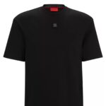 HUGO MEN INTERLOCK-COTTON REGULAR-FIT T-SHIRT DALILE WITH STACKED LOGO BLACK - Image 4