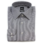 BOSS MEN H-HANK KENT-C1-214 SLIM-FIT STRECH SHIRT  COTTON POPLIN DARK BLUE