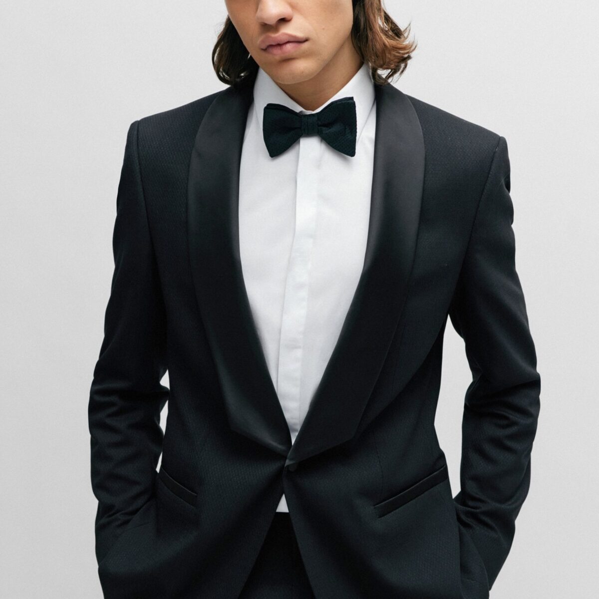 HUGO MEN  DOT-PATTERNED BOW TIE IN SILK JACQUARD BLACK - Image 4