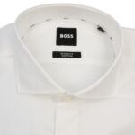 BOSS MEN H-JOE SPREAD-C1-222 REGURAL-FIT STRECH SHIRT COTTON POPLIN WHITE - Image 2