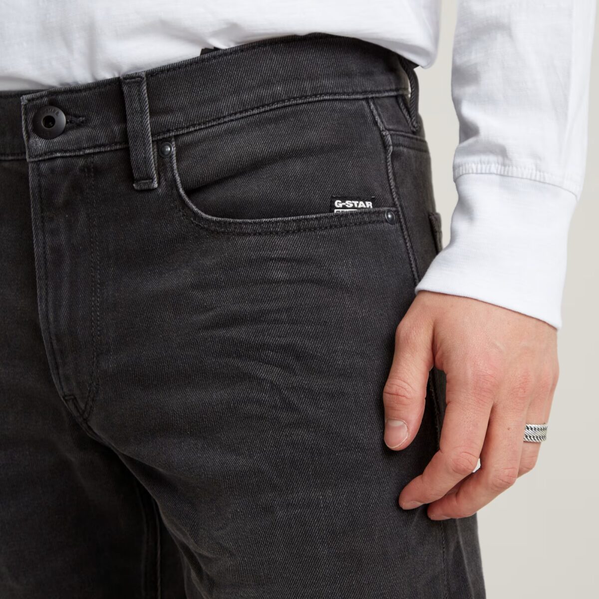 G-STAR 3301 MEN MOSA STRAIGHT JEANS WORN IN BLACK MOON - Image 2