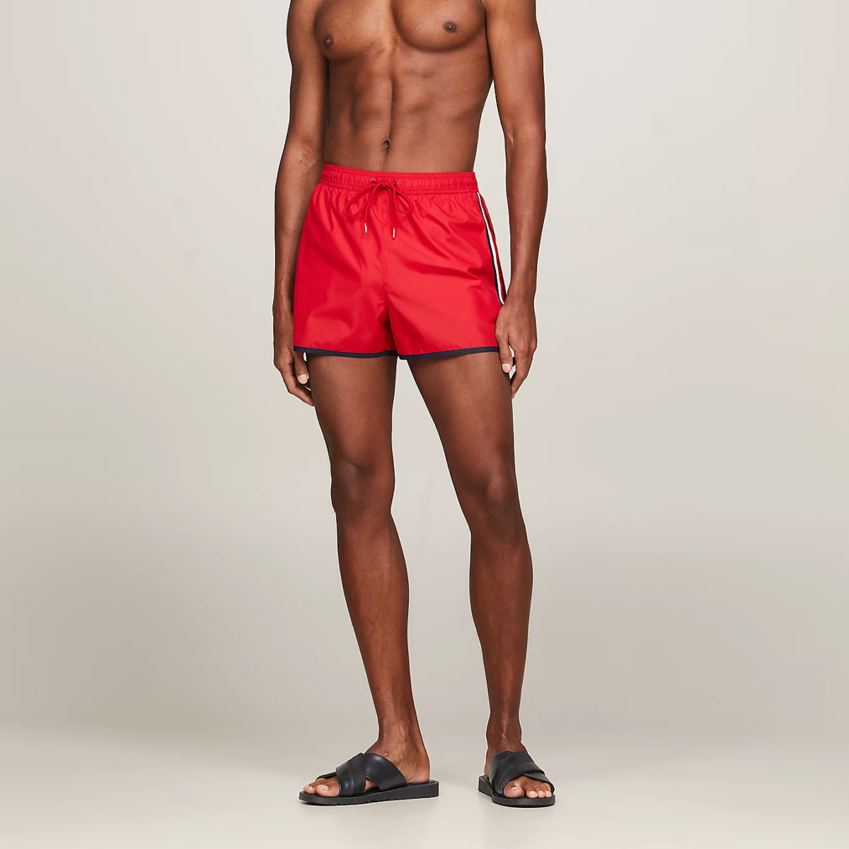 TOMMY HILFIGER ΜΕΝ LEATHER CROSSOVER STRAP SANDALS BLACK - Image 6