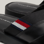 TOMMY HILFIGER ΜΕΝ LEATHER CROSSOVER STRAP SANDALS BLACK - Image 2