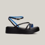 TOMMY HILFIGER WOMAN LEATHER STRAP PLATFORM SANDALS BLACK - Image 2