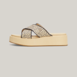 TOMMY HILFIGER WOMAN TH MONOGRAM RAFIA WEDGE FLATFORM SANDALS NEUTRAL - Image 6