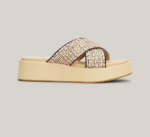 TOMMY HILFIGER WOMAN TH MONOGRAM RAFIA WEDGE FLATFORM SANDALS NEUTRAL - Image 5