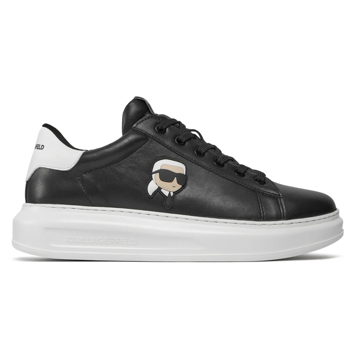 KARL LAGERFELD MENS KARL IKONIC 3D LACE KAPRI SNEAKERS BLACK LTHR - Image 2
