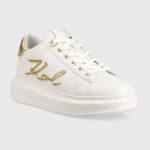 KARL LAGERFELD WOMAN KAPRI SNEAKERS LETTERING WHITE GOLD