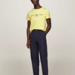 TOMMY HILFIGER MEN LOGO EMBROIDERY SLIM FIT T-SHIRT YELLOW TULIP